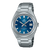 Casio Edifice Herrenuhr mit blauem Zifferblatt, Edelstahlband und Datum bei 5 Uhr