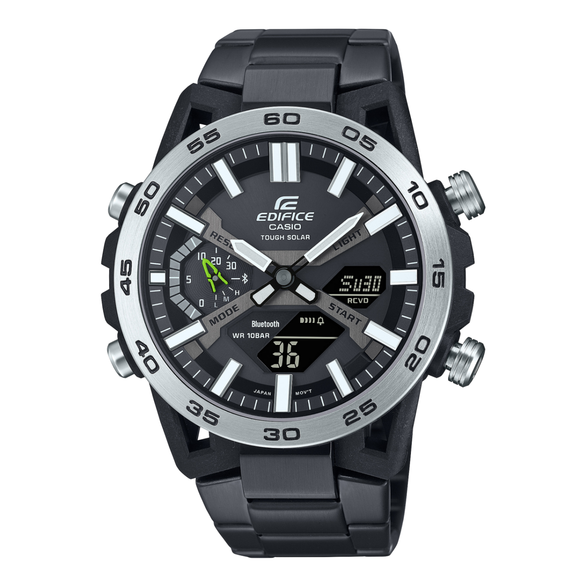 Herrenarmbanduhr Edifice mit schwarzem Carbon-Gehäuse, Tough Solar und Bluetooth
