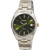 Reloj de hombre de titanio con esfera verde, brazalete de metal bicolor y cristal de zafiro