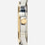 Pulsera de hombre - vista lateral con pulsador dorado y bisel de metal pulido