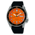 Seiko 5 Sports Reloj para Hombre, Correa de Silicona Negra, Esfera Naranja, Bisel de Minutos