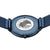 Funda de reloj Bering Ultra-Slim con mapa del mundo en relieve en la parte posterior y correa milanesa azul