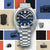 Seiko 5 Sports Reloj para hombre con esfera azul, índices y pulsera de acero inoxidable