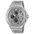 Silberfarbene Herrenarmbanduhr mit schwarzem Chronographen-Zifferblatt und Metallband