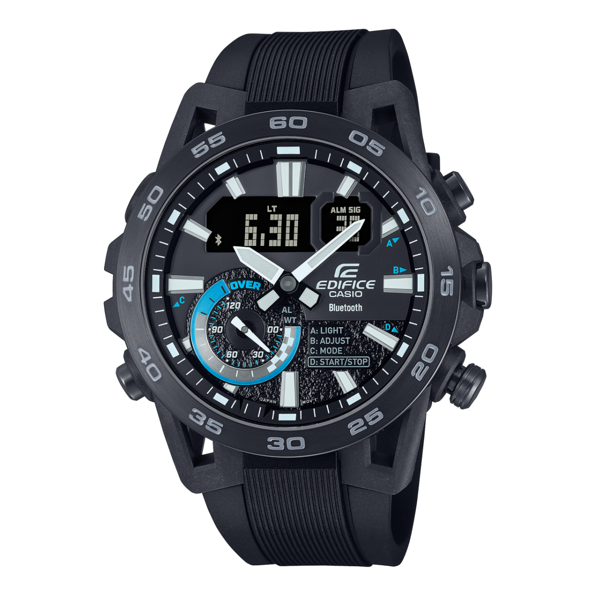 Casio Edifice Herrenuhr in Schwarz mit Bluetooth, Motorsport-Zifferblatt und drei Hilfszifferblättern