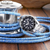 Pulsera de acero inoxidable plateado para hombre con esfera negra, bisel redondo