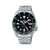 Reloj Seiko para hombre con correa de acero inoxidable plateada y esfera negra, indicador GMT