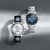 Dos relojes de hombre SEIKO: esfera azul con correa de metal, uno claro con correa de cuero