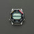 Reloj digital Seiko: caja negra, correa de metal y pantalla verde claro