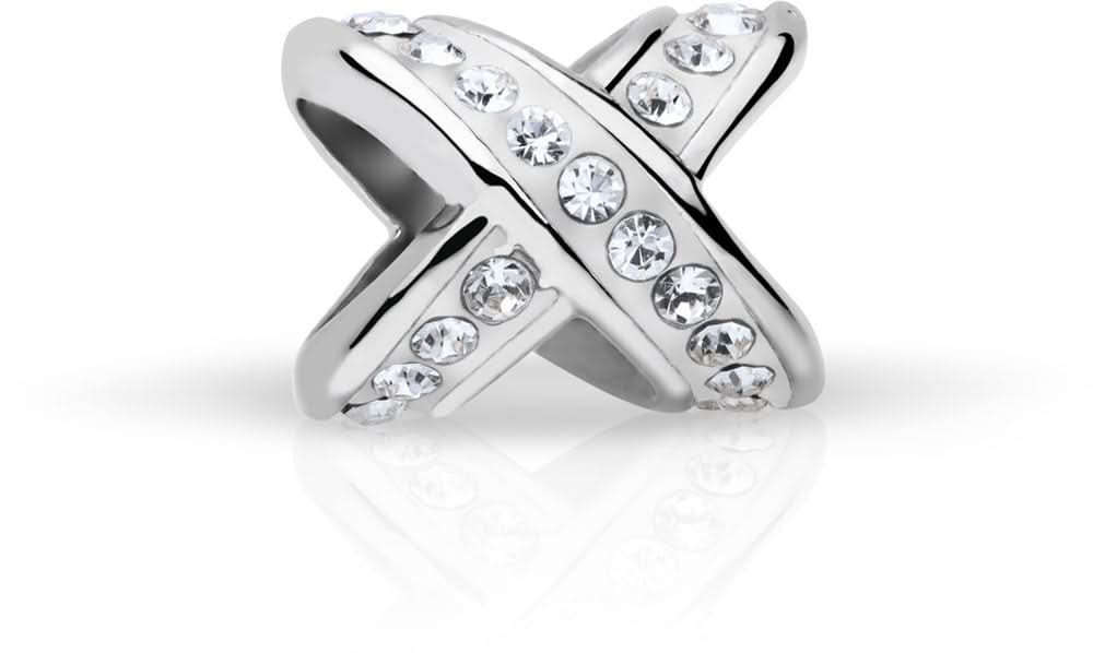 Charm Bering Jewelry de acero inoxidable Infinito con circonitas brillantes