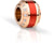 Charm de abalorio de joyería con anillo rojo de esmalte, bordes dorados y brillantes circonitas cúbicas