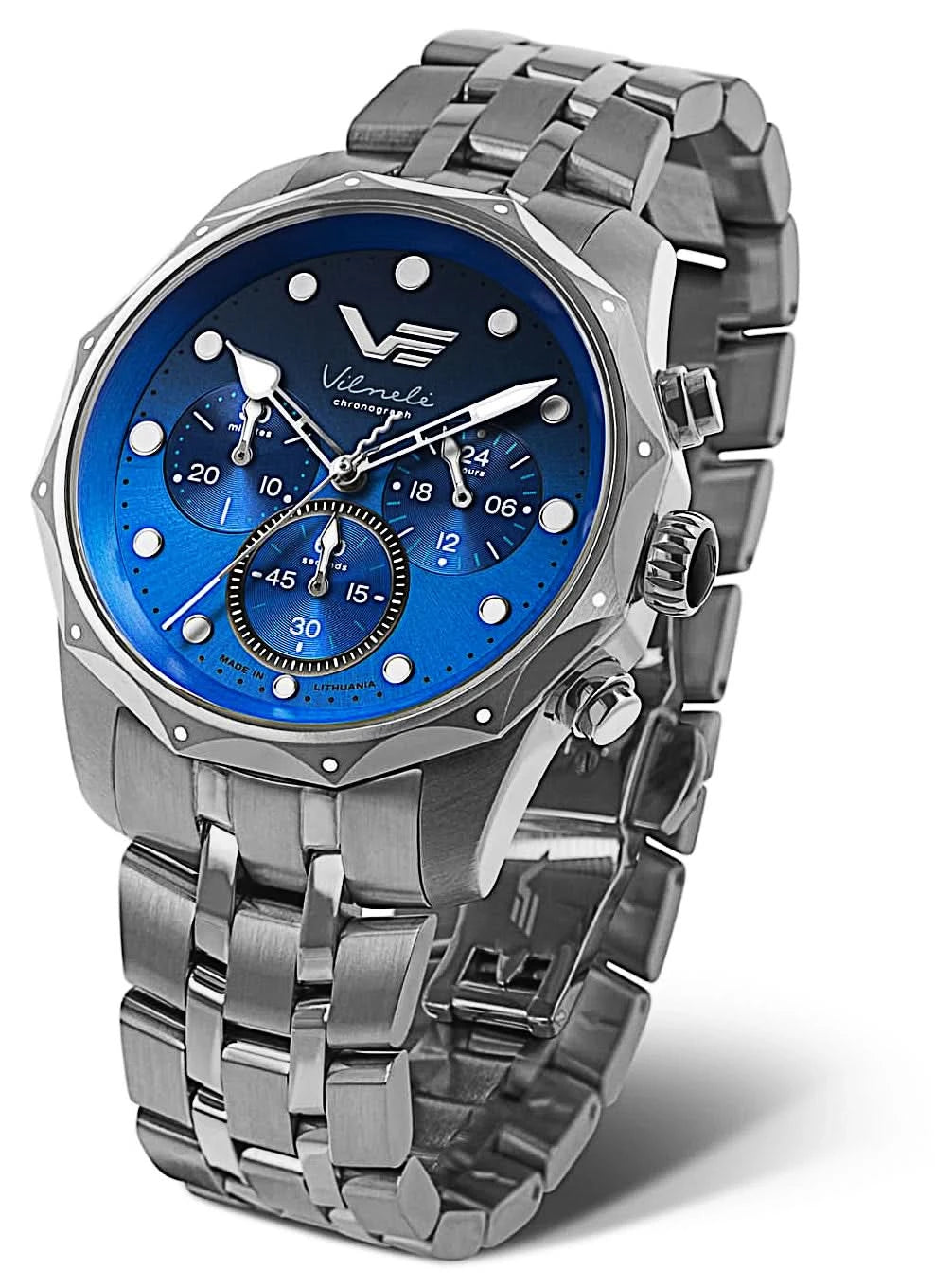 Reloj de mujer con esfera azul y brazalete de acero inoxidable, diseño deportivo