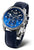 Pulsera de mujer con esfera azul, correa de cuero y caja de acero inoxidable plateado