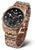 Reloj Vostok Europe para mujer con esfera negra de cronógrafo y correa de acero inoxidable dorada