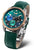 Reloj Vostok Europe para mujer con correa de cuero verde y esfera azul verdosa, cristal de zafiro