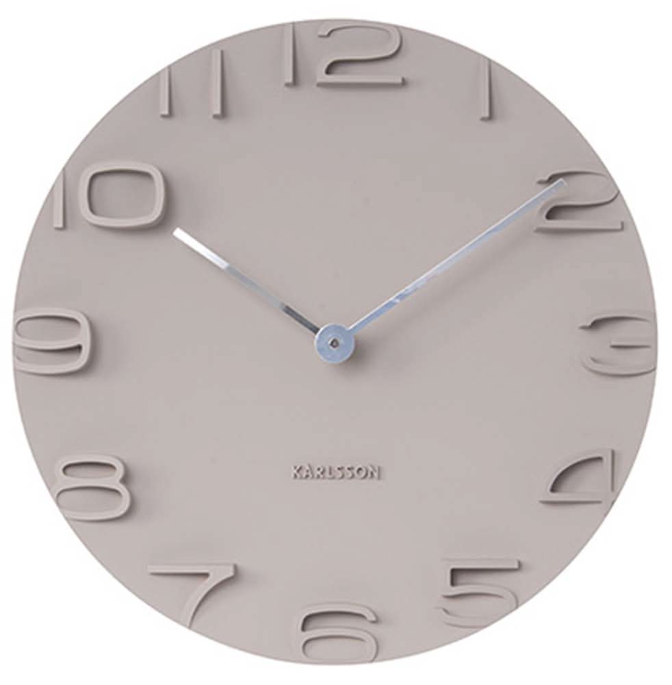 Reloj de pared Karlsson de 42 cm, esfera gris claro con números incrustados
