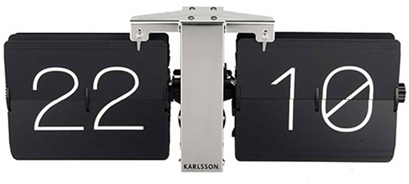 Reloj de pared Karlsson con mecanismo de volteo, pantalla 22 y 10, números negros