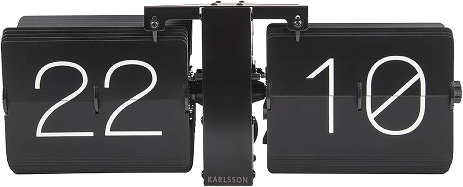 Reloj de mesa abatible con números 22 y 10 en pantalla negra, parte central