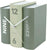 Reloj de mesa con forma de libro en cartón, color verde menta, con números 12 y 6 y manecillas.