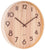 Reloj de pared redondo de madera con esfera de madera clara, marcadores de hora y manecillas negras
