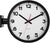 "Reloj de pared con marco negro, esfera blanca y segundero rojo"