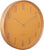 "Reloj de pared redondo de madera con esfera amarillo dorado, números, tres manecillas y marco de madera"