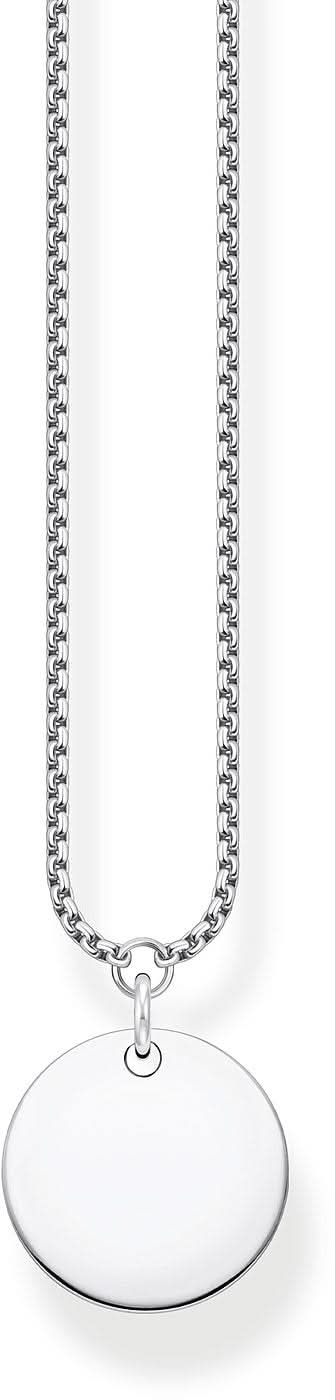 Collar de plata de ley 925 con colgante de moneda redondo y cadena de eslabones finos
