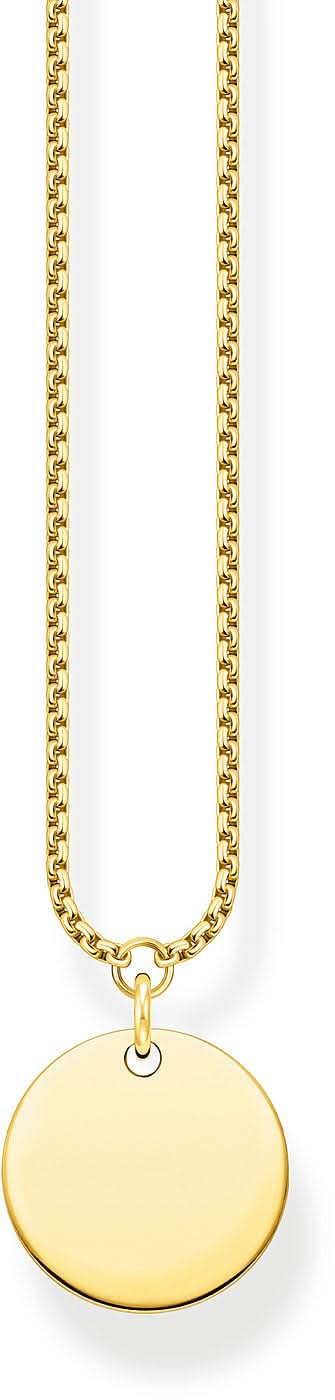 Collar con colgante de moneda redonda, cadena chapada en oro con eslabones finos