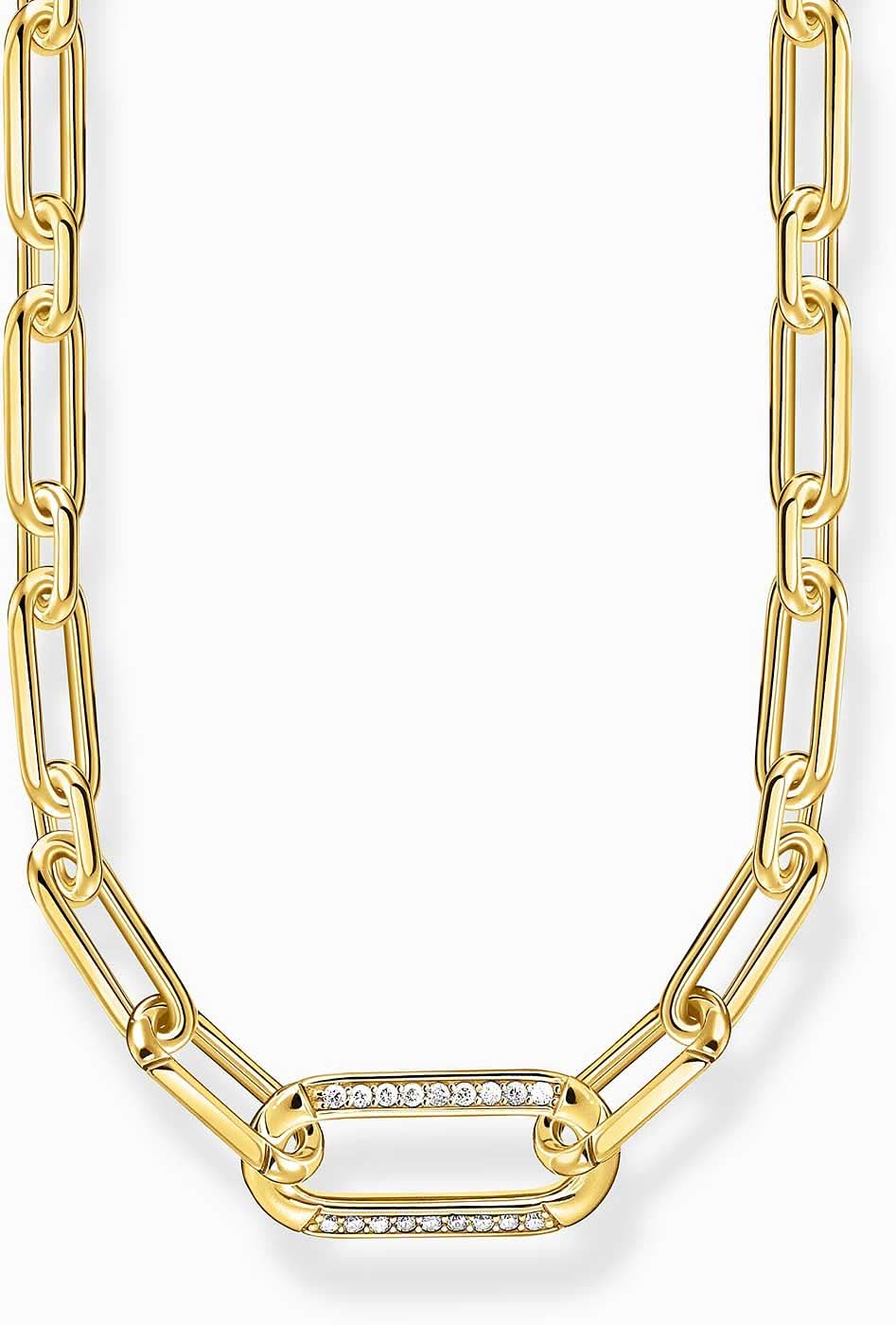 Collar de cadena de eslabones con ancla adornada con pedrería, tono dorado