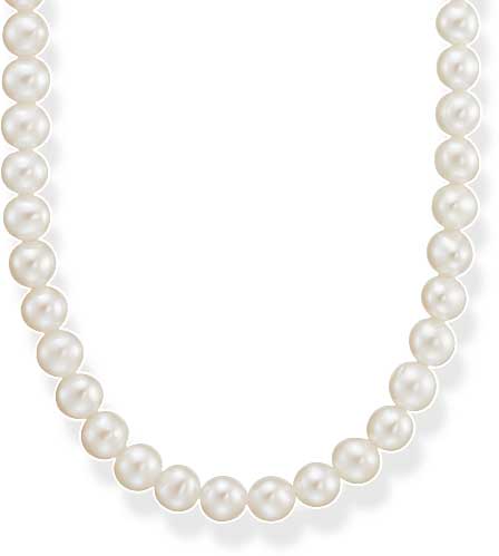 Collar de perlas cultivadas de agua dulce, perlas redondas brillantes en el cuello