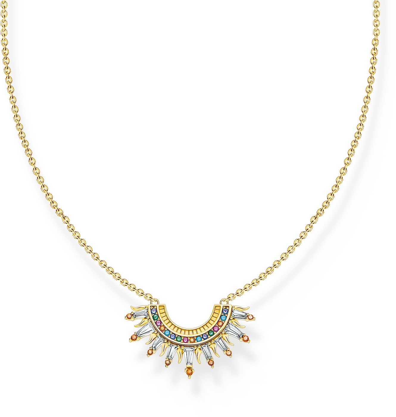 Collar dorado con colgante de rayo de sol arcoíris y cadena fina