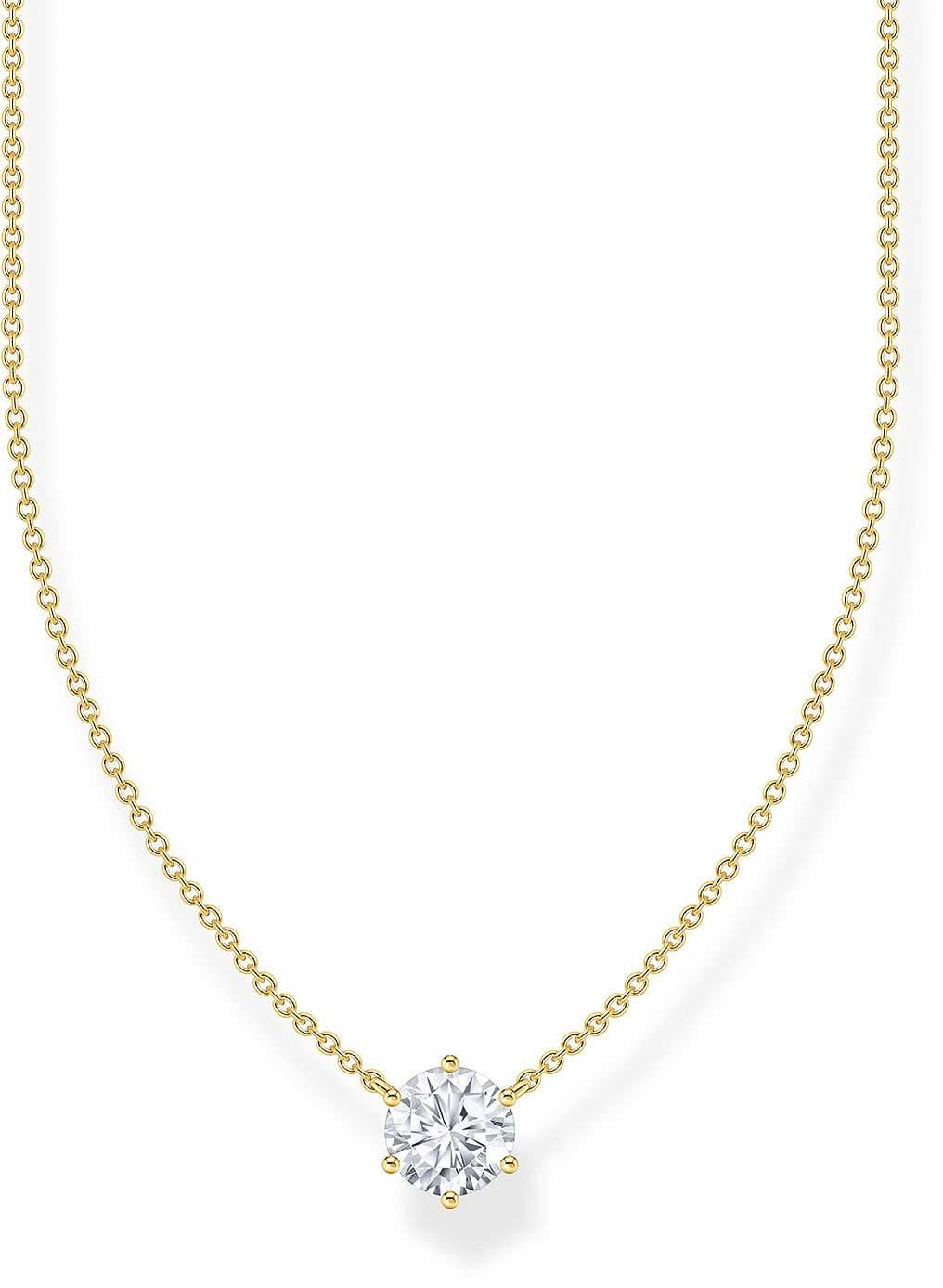 Collar Thomas Sabo con cadena dorada y colgante redondo con cristales