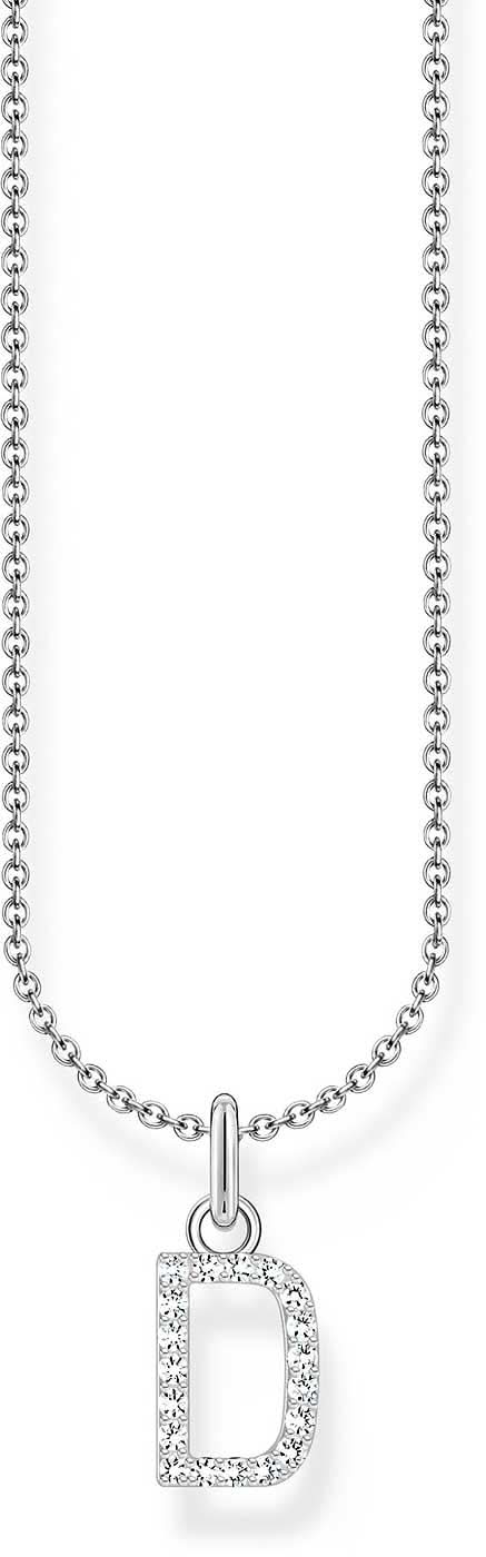 Collar con colgante Thomas Sabo, letra D, cadena de plata y elemento colgante