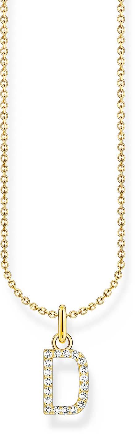"Collar de Thomas Sabo con cadena dorada y colgante con la letra D"