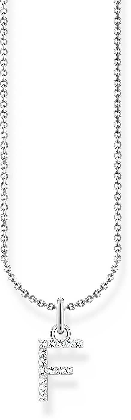 Collar con colgante Thomas Sabo, letra F plateada, cadena de eslabones