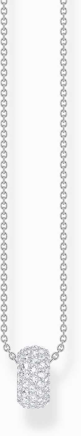 Collar de plata con colgante de anillo, medio con circonitas blancas y puntos en relieve
