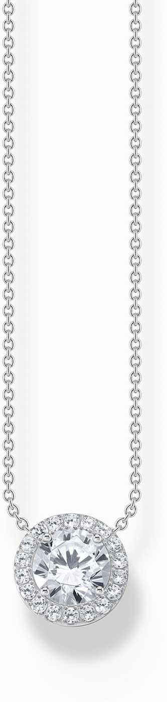 Collar de plata con colgante halo de piedras blancas brillantes
