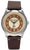 Reloj unisex Messerschmitt con correa de cuero marrón y esfera beige, analógico