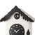 Wanduhr mit Kuckuckshaus-Gehäuse, Rundzifferblatt und Einblick in die Innenmechanik