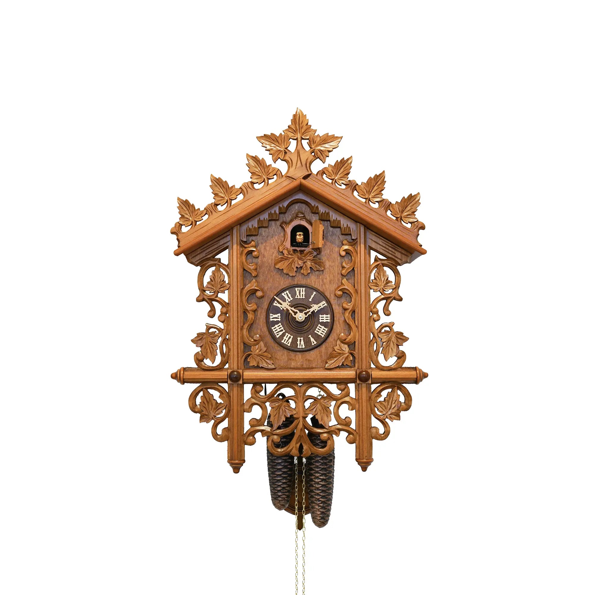 Rombach & Haas TRADITION 3521 Reloj de Pared Madera (oscura) • Mecanismo Mecánico de 8 Días • Talla Manual con Sierra de Calar