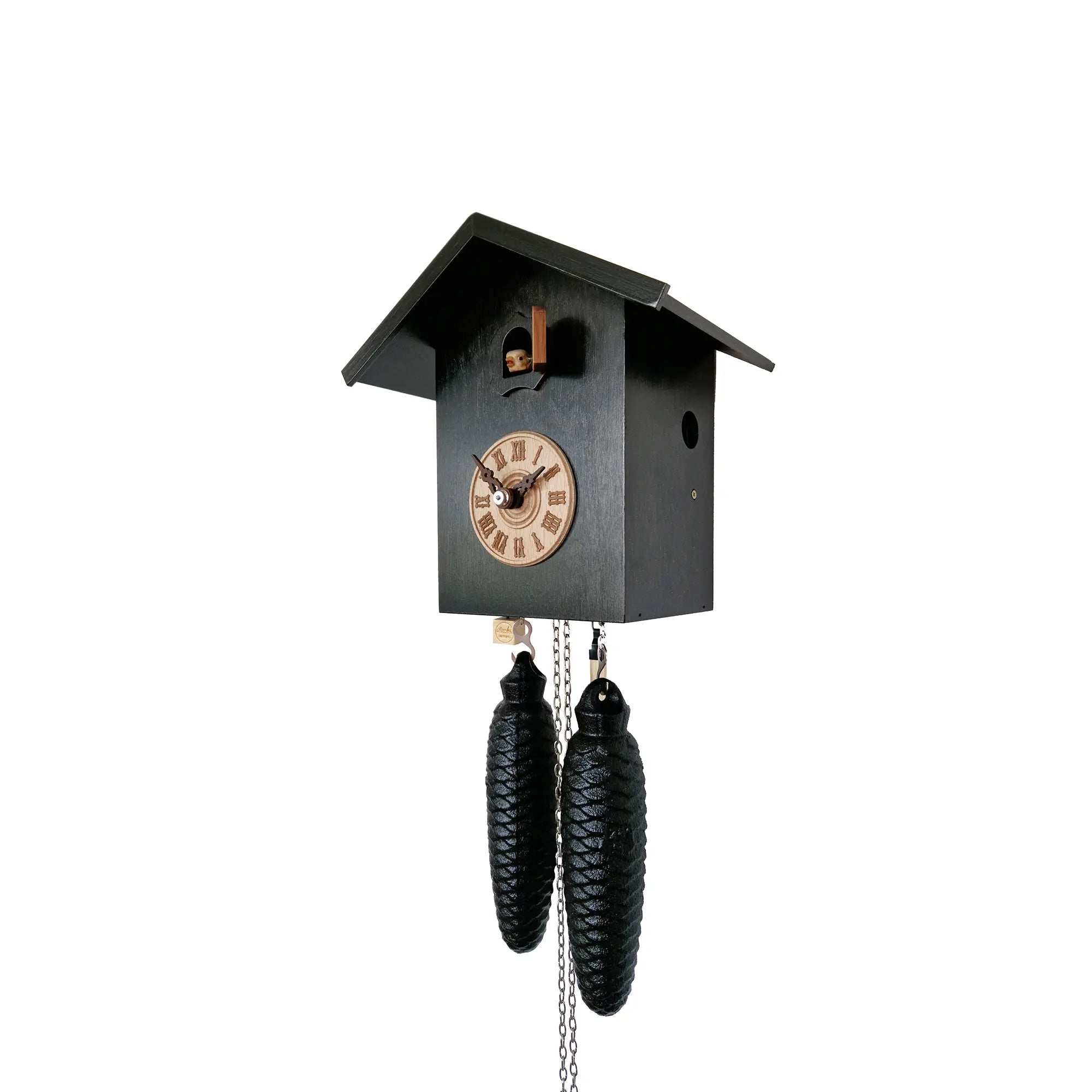 Rombach & Haas LIFE SK34-2 Reloj de Pared Negro • Movimiento Mecánico de 8 Días • Reloj de Cuco Original de la Selva Negra