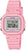 "Reloj de mujer con pulsera de plástico rosa y caja redonda, pantalla digital"