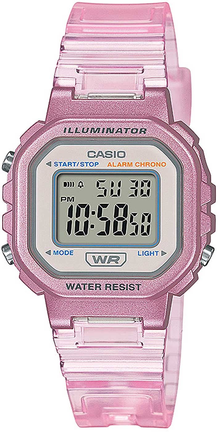 Reloj Casio para mujer, estilo retro con pantalla digital y correa de plástico rosa
