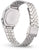 Reloj digital Casio con correa de metal plateada, tapa trasera con inscripciones