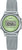 Reloj Casio para mujer con correa de malla plateada y esfera digital verde, caja redonda