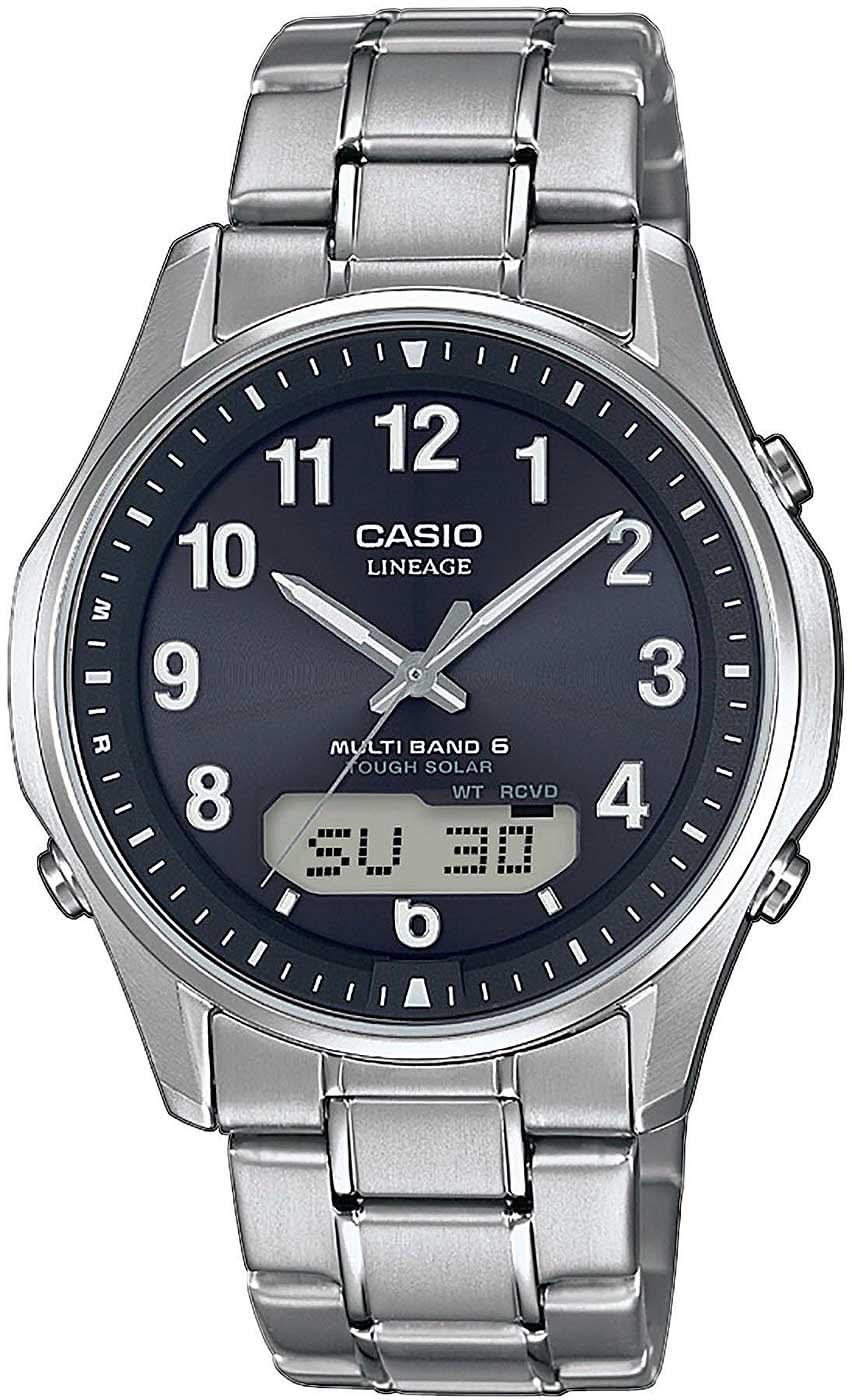 Reloj Casio para hombre con esfera analógica azul oscuro y correa de metal