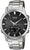 Reloj plateado para hombre con correa de acero inoxidable, esfera negra y pantalla