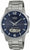 Reloj Casio Lineage para hombre con esfera azul y correa de metal plateada, caja redonda
