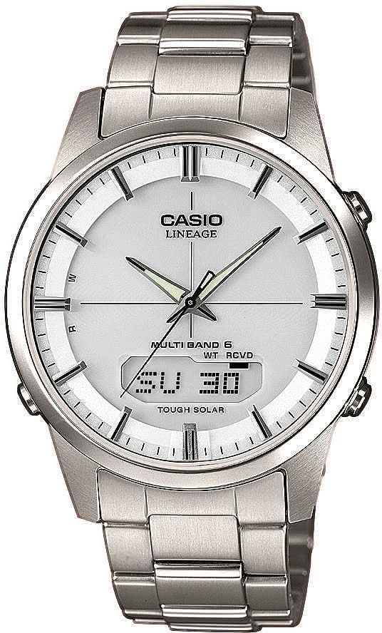 Reloj Casio Lineage para hombre con correa de metal plateada y esfera redonda plateada