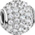 Charm de acero inoxidable con piedras redondas y transparentes en engaste plateado, anilla pulida